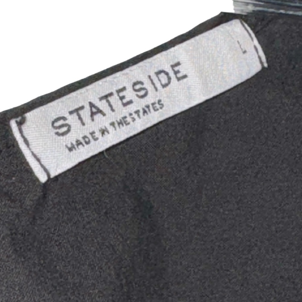 Stateside Black Summer Midi Dress Puff Sleeve Sz Large Coastal Beachy - Picture 9 of 13